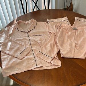 Victoria’s Secret Pink satin Pajamas with embellishments, and blackTrim.